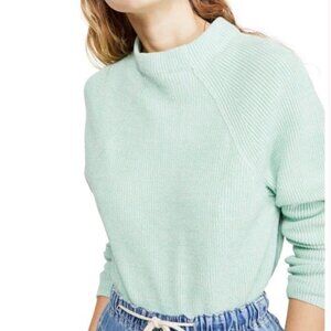 FREE PEOPLE Too Good Mockneck Sweater Pullover Mint Green Size Medium